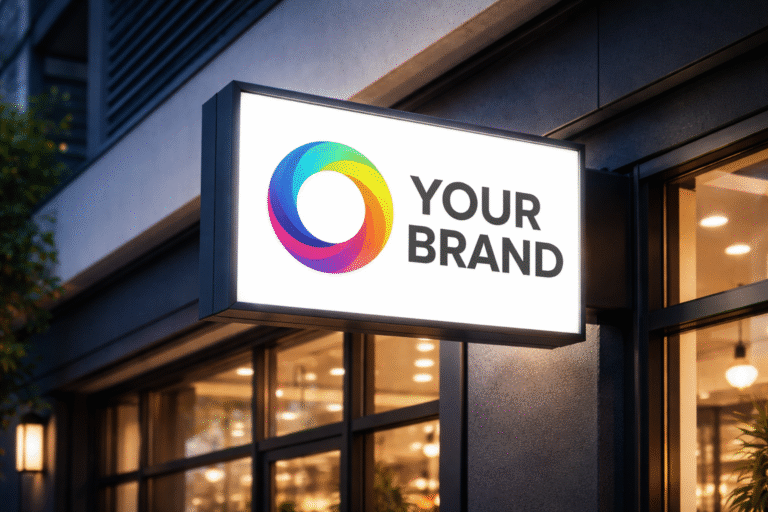 Neon box murah dengan desain modern dan pencahayaan LED terang untuk promosi usaha.