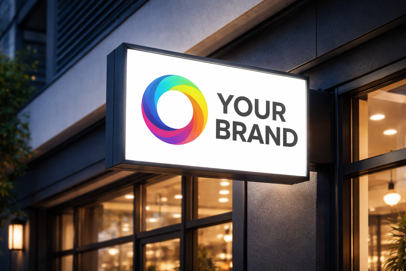 Neon box murah dengan desain modern dan pencahayaan LED terang untuk promosi usaha.