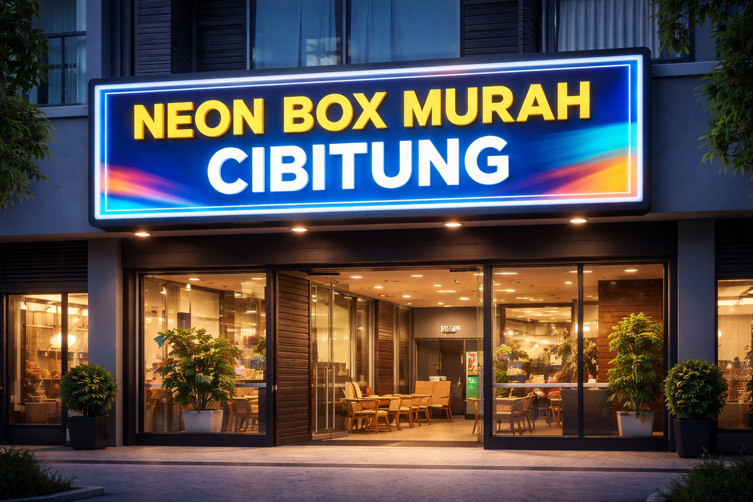 Pemasangan neon box acrylic berkualitas di ruko kawasan Cibitung Bekasi.