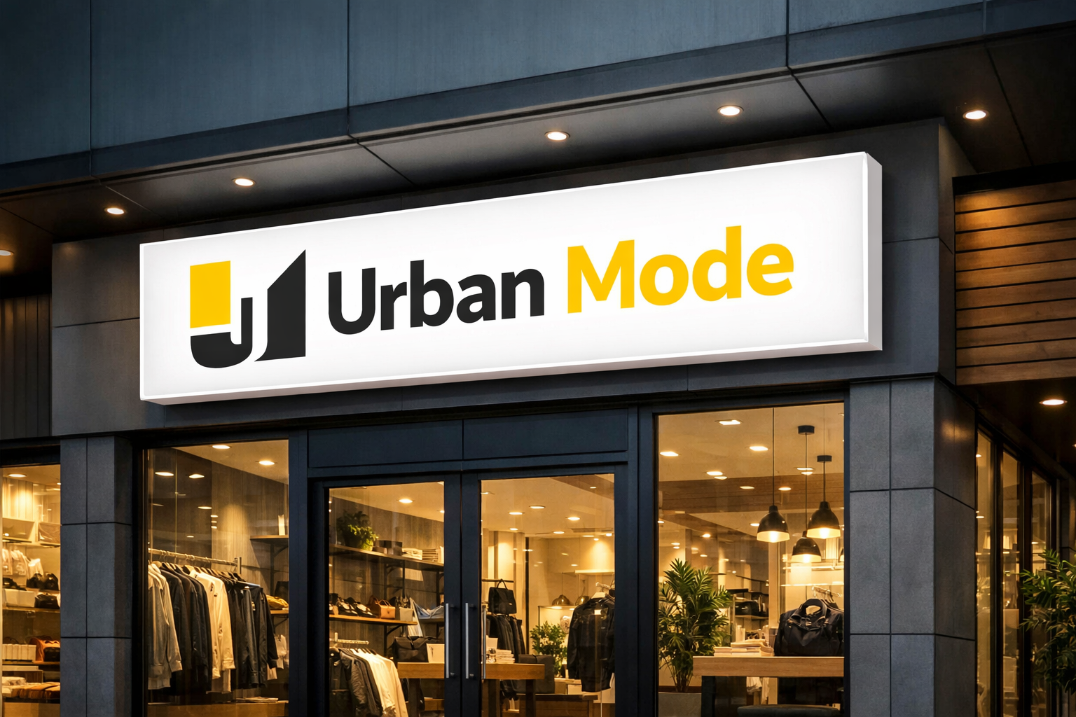 Pemasangan neon box akrilik custom desain minimalis untuk toko modern di kawasan Jagakarsa Jakarta Selatan.